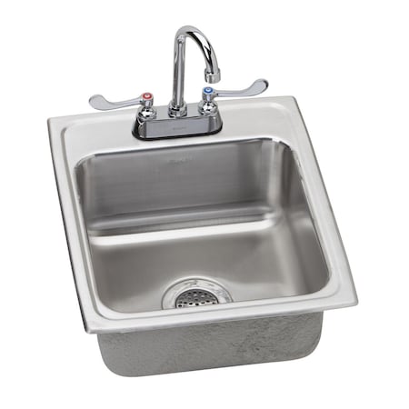 Lustertone Stainless Steel 17 X 20 X 6 Single Bowl Top Mount Ada Sink + Faucet Kit